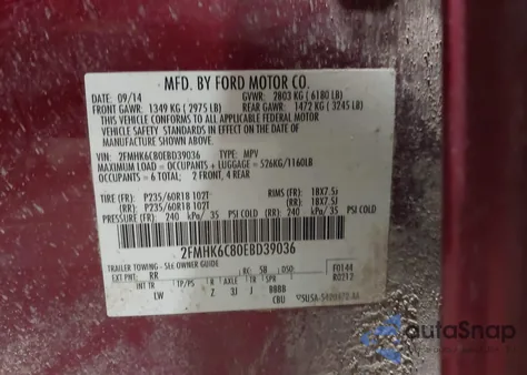 2014 Ford Flex Sel z USA, uszkodzony, nr VIN 2FMHK6C80EDD39036